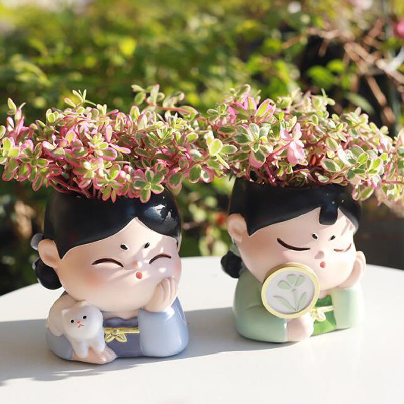 Bonsai Garden Nursery - Pot Pembibitan Wanita Dinasti Tang Resin