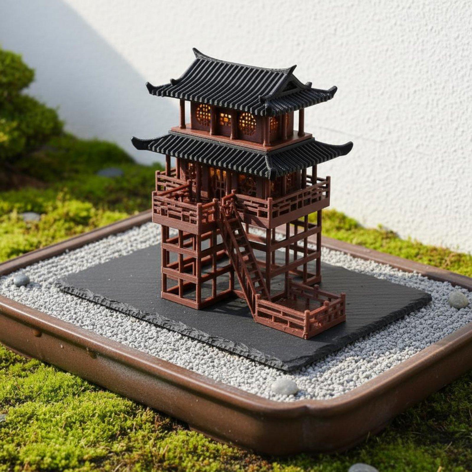 Bonsai Garden Home - Pagoda Plastik Mini untuk Meja Rumah,